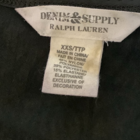 NWOT Ralph Lauren Denim And Supply Black Velvet Textured Long Sleeve Top XXS - Picture 4 of 5